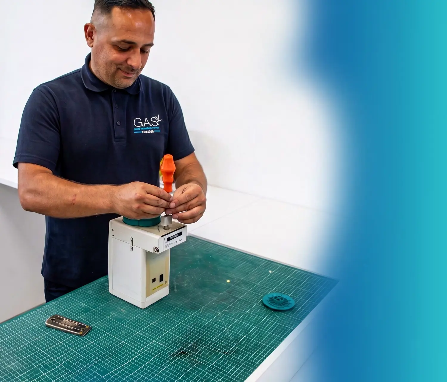 G.A.S. engineer servicing an anaesthetic vaporizer